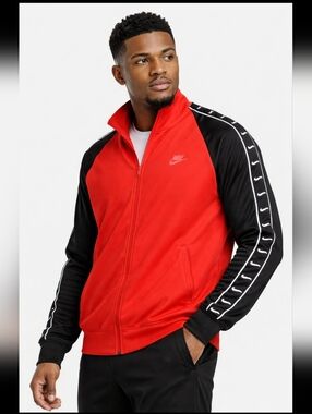 Nike Men's Red Full Zip Jacket - Size Large